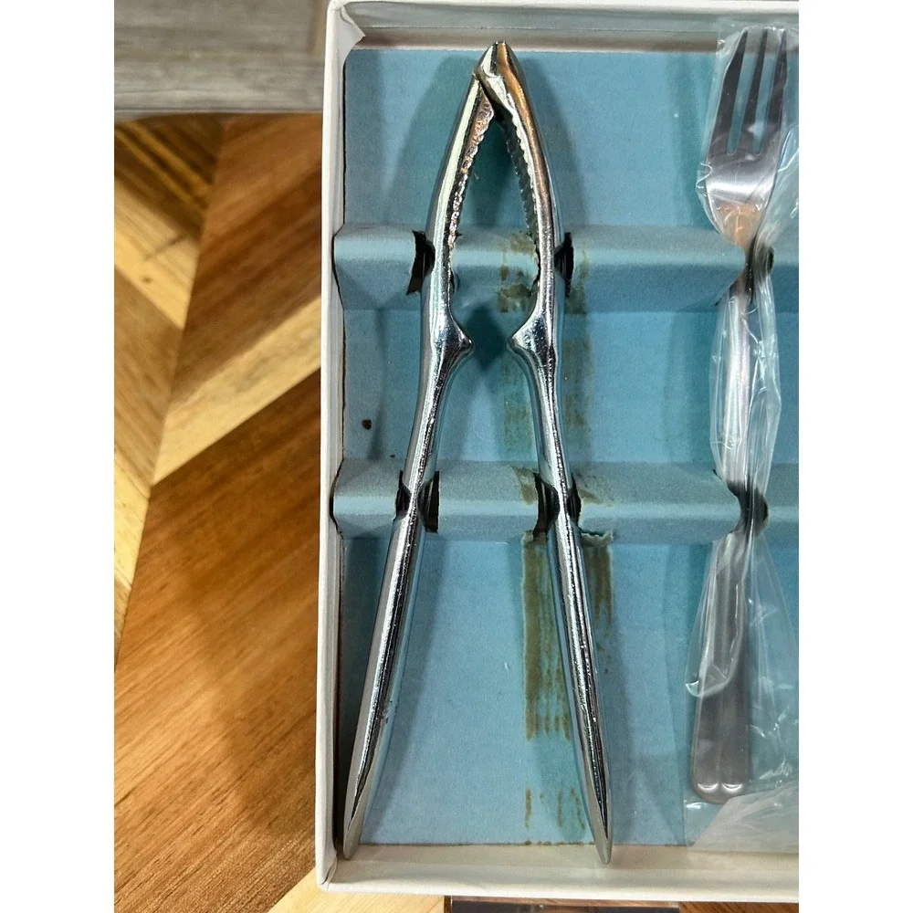 Vintage Boxed Lobster Crab Seafood Cracker Fork Utensil Set 5 Piece
